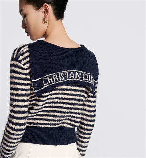 Dior Marinière Sweater Navy Blue and White Ribbed Cotton Knit